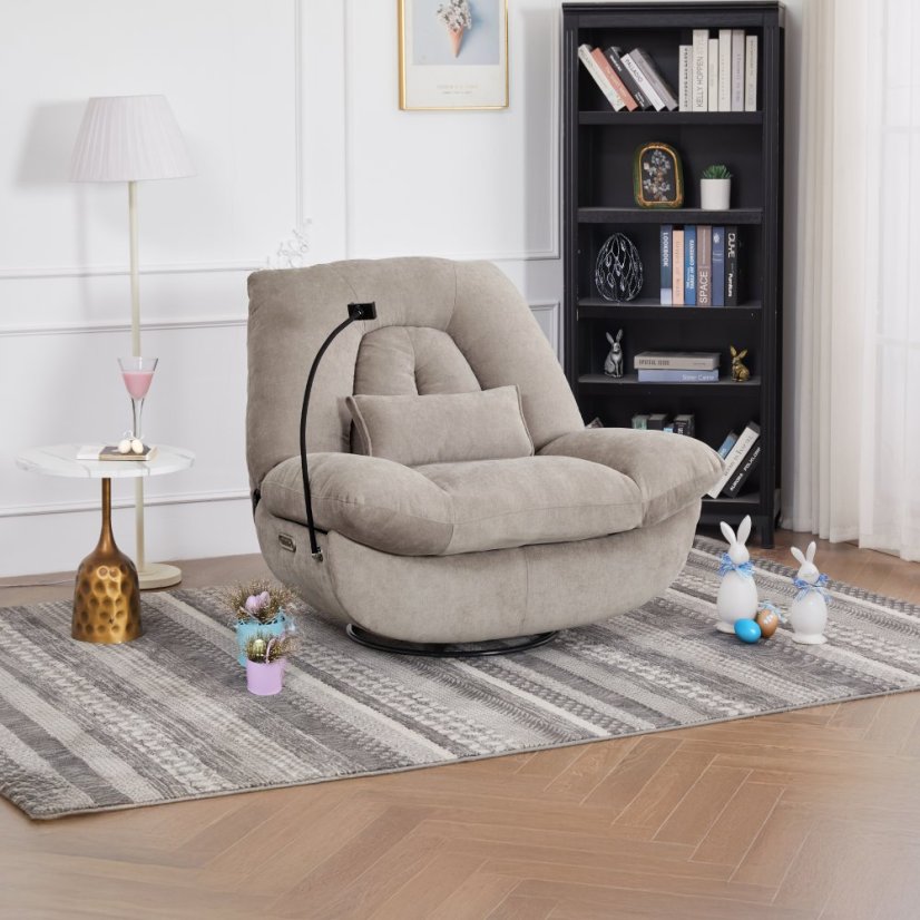 TV polohovací křeslo s elektrickým zabudovaným ovládáním LUXION  — béžová látka, nosnost 160 kg Autronic