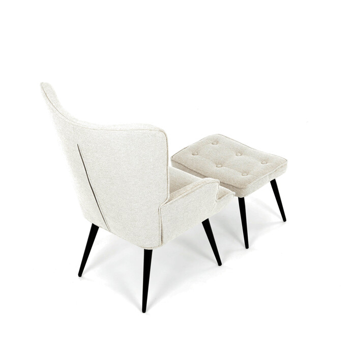 Luxusní relaxační křeslo NUVOLA s taburetem –  vodoodpudivá, sametová, béžová látka Autronic