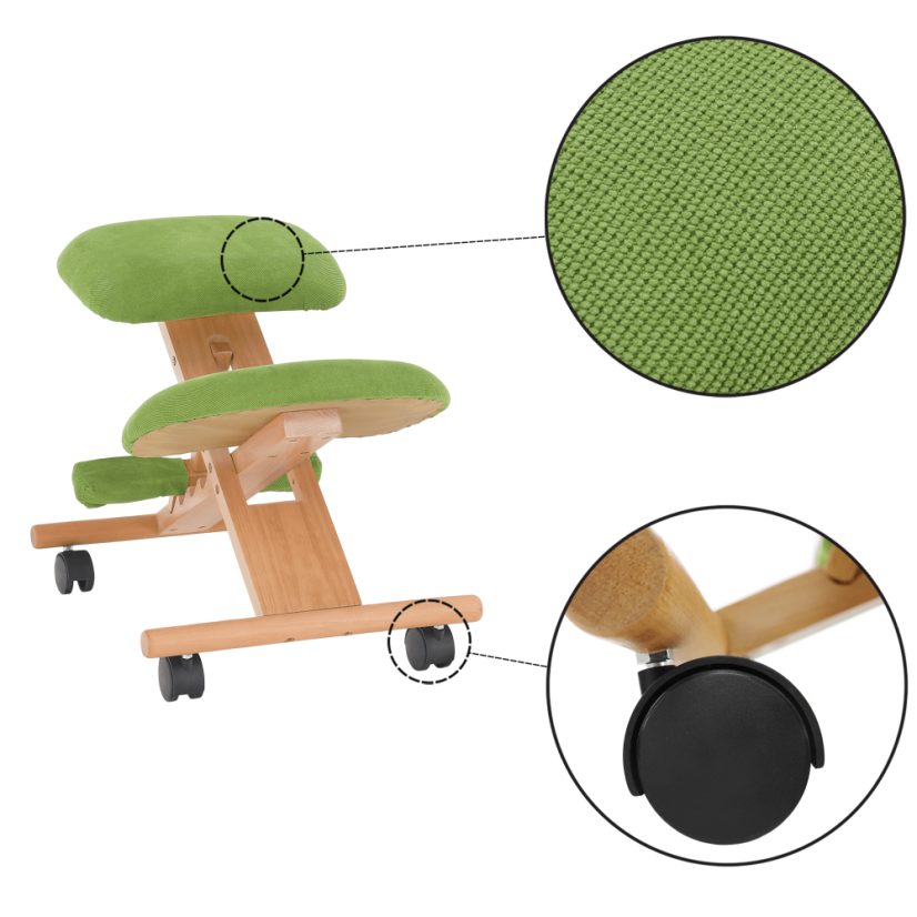 Ergonomická klekosed GROCO – zelená, látka, buk