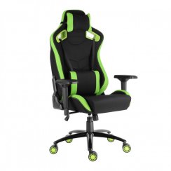 Herní židle IRON XXL — látka, černá / zelená, nosnost 140 kg