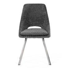 Elegantná sivá jedálenská stolička RINA s brúsenými kovovými nohami