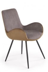 Jídelní křesílko BARTLAM — samet, šedá / hnědá Halmar