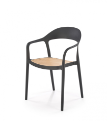 Plastové kresielko BIRK — čierna / prírodná