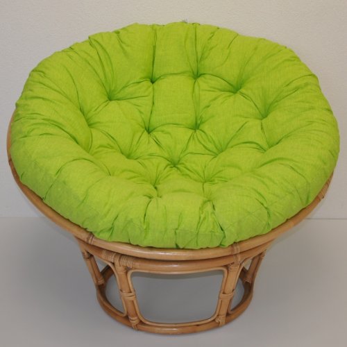 Relaxační papasan PENELOPE — ⌀115 cm, ratan, látka, medová / více barev - Barevné varianty DEMETRIA: Zelený dralon
