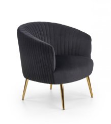 Designové křeslo CROWN — kov, látka, černé Halmar
