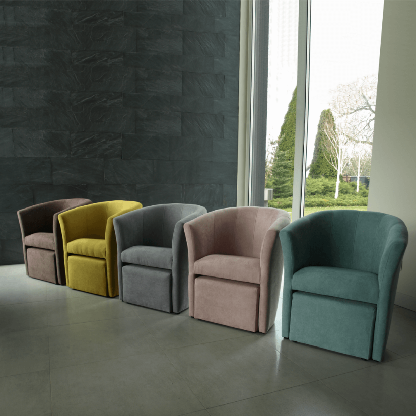 Relaxační křeslo ROSE s taburetem — látka/více barev Hopax