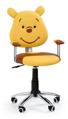 Detská stolička na kolieskach KUBUS — ekokoža, žltá/hnedá
