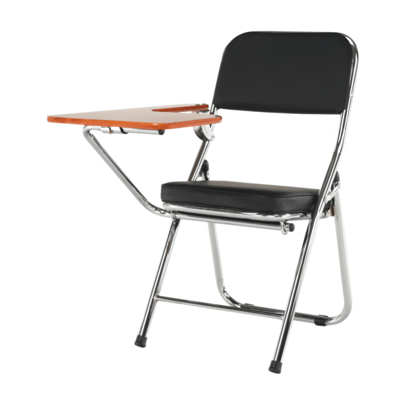 Konferenčná stolička s písacou doskou TEKER - kov, ekokoža, čierna