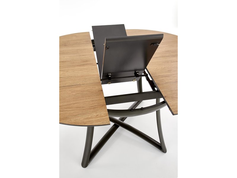 Jídelní kulatý rozkládací stůl MORETTI –? 118x118x76 (+30), dub/antracit Halmar