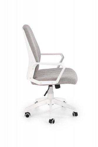 Kancelářská otočná židle SPIN 2 – plast, látka, bílá / šedo-béžová