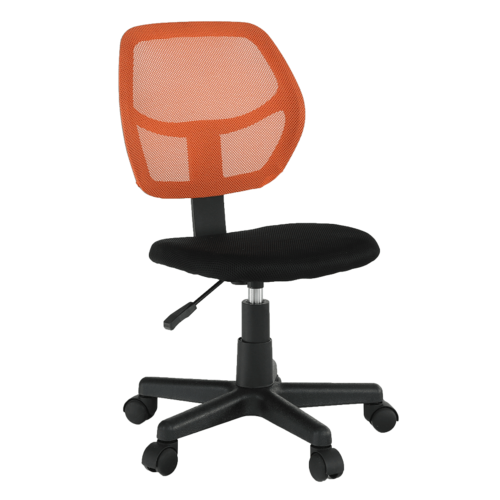 Detská otočná stolička na kolieskach MESH – plast, bez podrúčok, oranžová/čierna