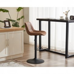 Barová židle STEIN — kov, ekokůže, černá / hnědá