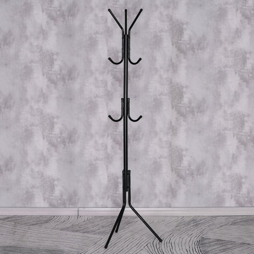 Stojanový věšák URBANO — 171 cm, kov, černá Autronic