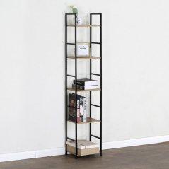 Regál RIVIERA IV — čierna / dubový dekor