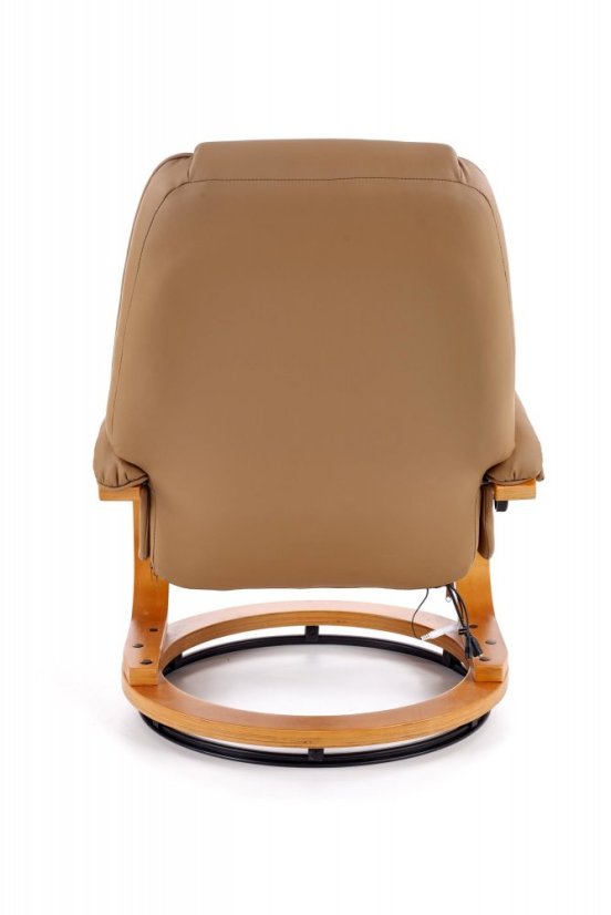 Masážne polohovacie kreslo s vyhrievaním MATADOR — ohýbané drevo/ekokoža, béžová