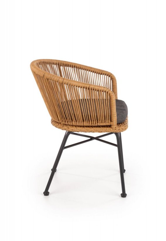 Křeslo STERN – umělý ratan, kov, látka šedá Halmar