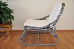 Zahradní křeslo DISANA — ratan, látka, šedá / bílá Axin trading