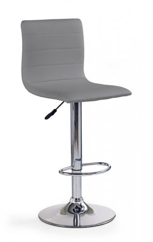 Barová stolička TYWIN – sivá ekokoža, chrómová podnož