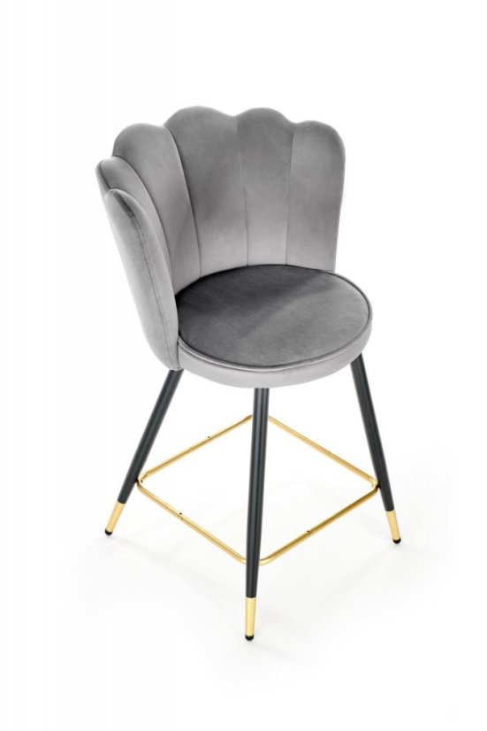 Barová stolička GARDI — zamat, šedá
