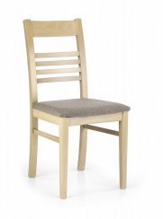 Jídelní židle JULIUSZ – masiv, látka, dub sonoma / šedá