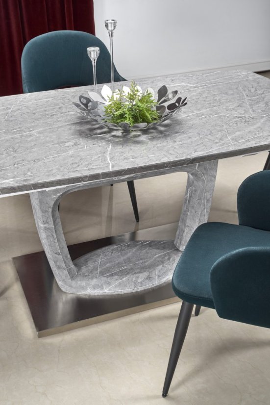 Jídelní rozkládací stůl ARTEMON –? 160x90x76 (+60), mramor, šedý Halmar