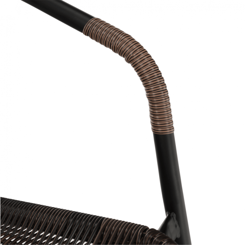 Zahradní židle DOREN — kov, umělý ratan, černá / hnědá, nosnost 150 kg Kondela