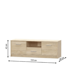 TV stolek TEYO — 123x38x42, dub sonoma Kondela