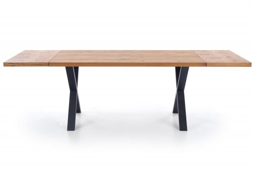 Jídelní rozkládací stůl XAVIER – 160x90x76 (+90), dub, černý Halmar