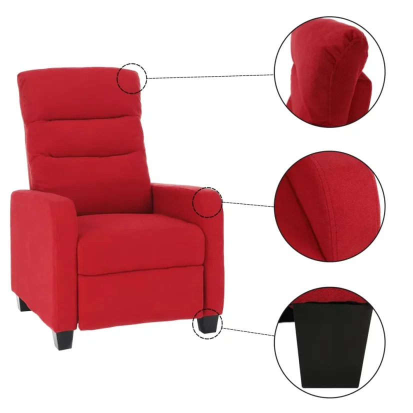 Polohovací relaxační křeslo TURNER — látka, červená Kondela