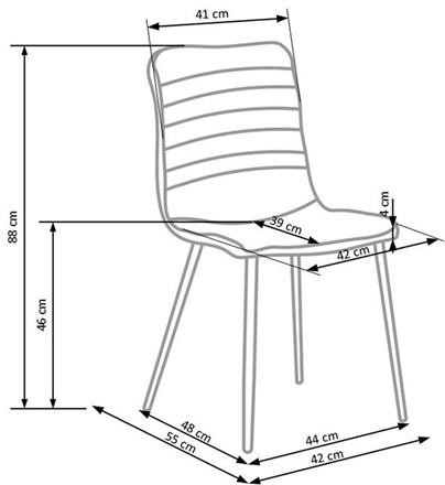 Jídelní židle KAO – kov, látka, šedá