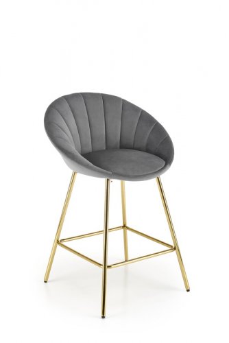 Barová židle ERNESTO — kov, látka, zlatá / šedá