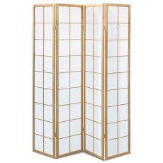 Drevený paraván PARVIO 4 dielny – masív smrek a biela textília