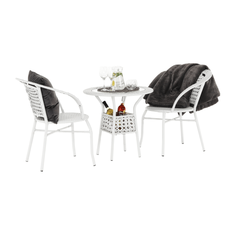 Zahradní set JENAR 1 + 2 – umělý ratan, bílá Kondela