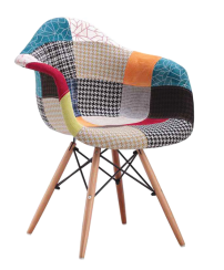 Jídelní židle DUO – plast, kov/masiv buk, patchwork (vzorek z prodejny)