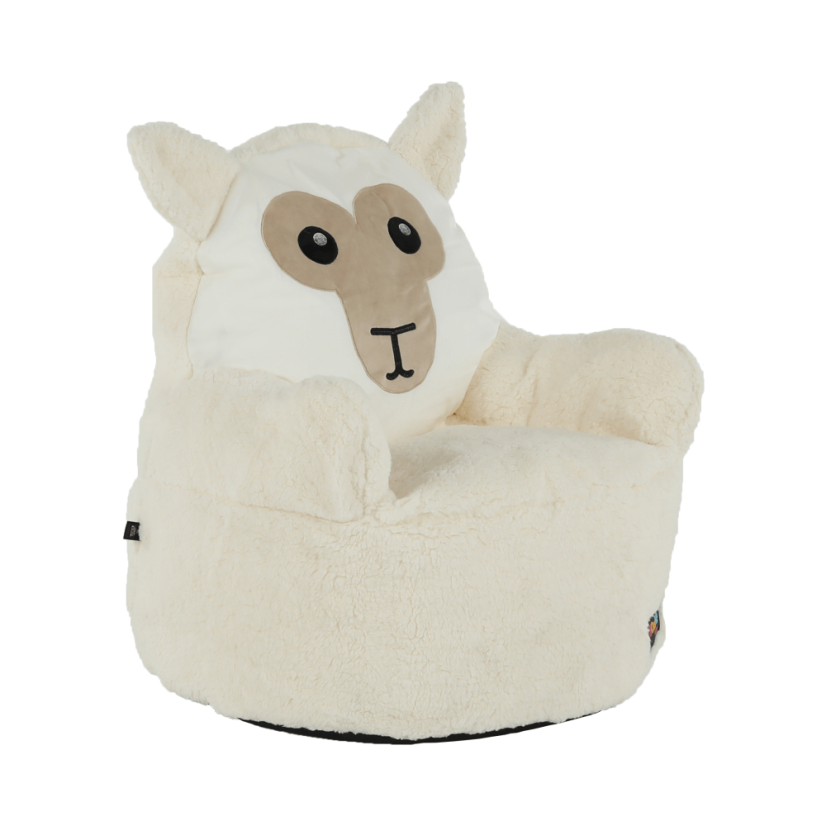 Detský sedací vak BABY s ovečkou — 55×50, biela/smotanová