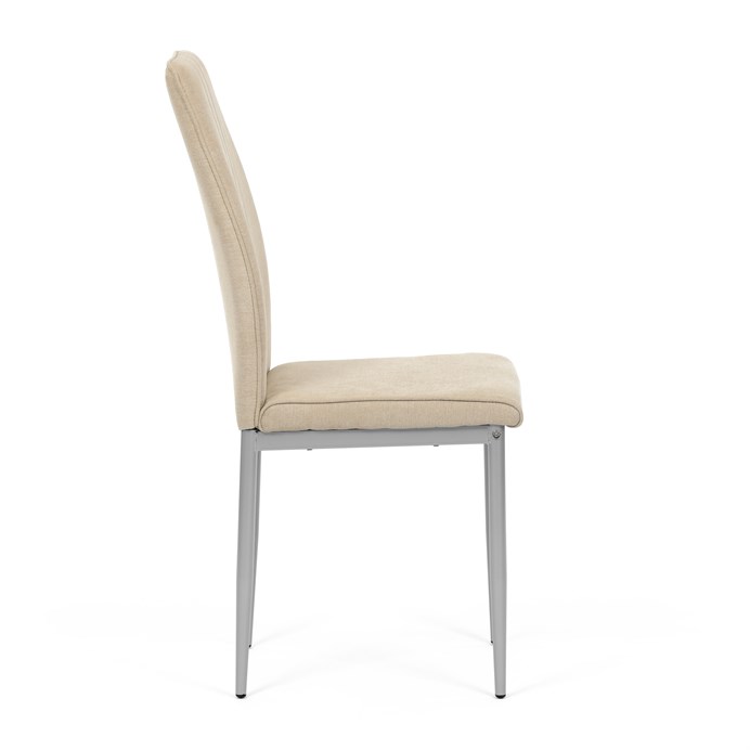 Moderná jedálenská stolička LENA z béžovej látky so sivými kovovými nohami Autronic