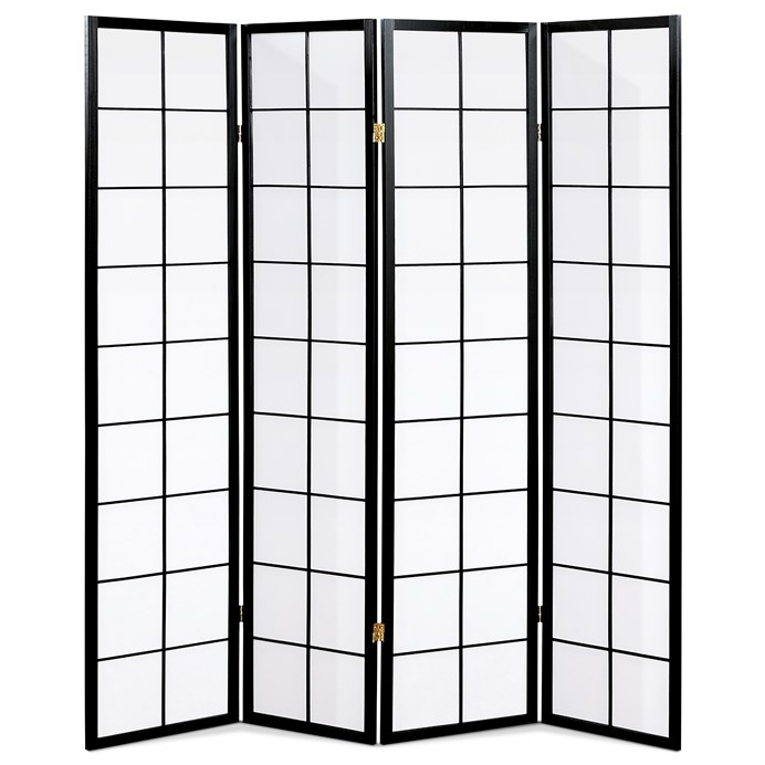 Elegantný 4-dielny paraván PARVIO z masívneho smrekového dreva s čiernym lakom Autronic