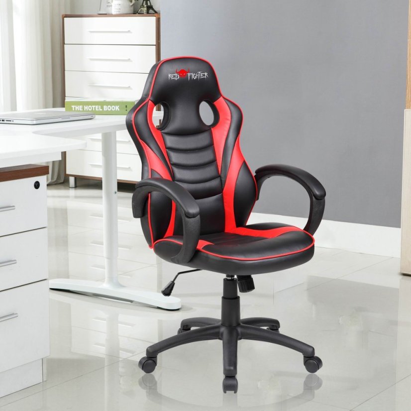 Dětská herní židle Red Fighter C6 — černá/červená