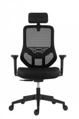 Kancelárska ergonomická stolička ATOMIC - látková / sieťovina, čierna, nosnosť 130 kg