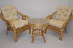 Zahradní set SAULO 2 + 1 — ratan, látka, medová / více barev