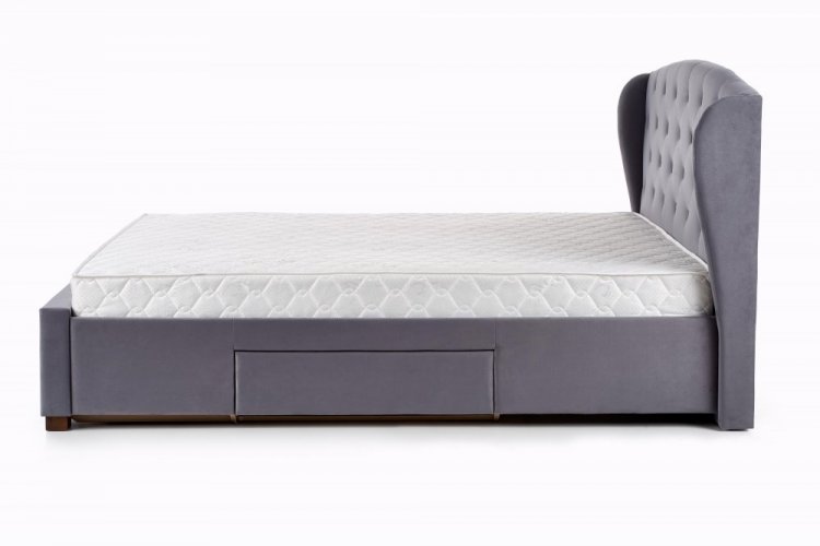 Dvoulůžková postel SABRINA –⁠ 160x200, látka, šedá