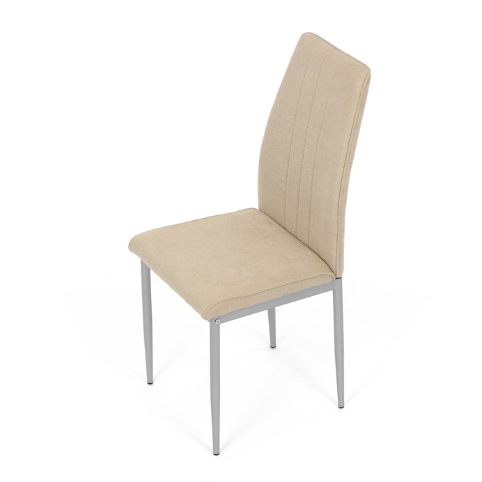 Moderná jedálenská stolička LENA z béžovej látky so sivými kovovými nohami Autronic