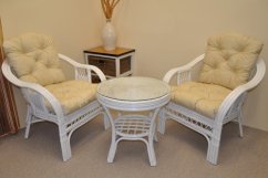 Zahradní set SAULO 2 + 1 — ratan, látka, bílá / více barev