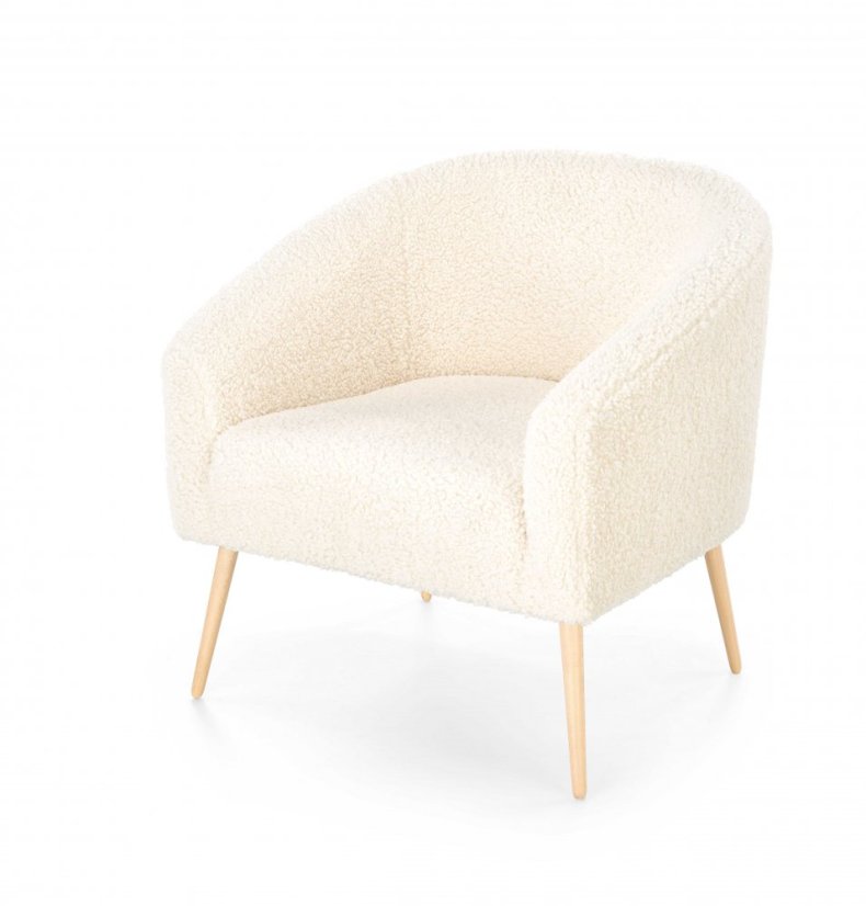 Relaxační křeslo GRIFON 2 –⁠ dřevo, látka krémová