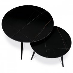 Set konferenčných stolíkov GALAD — keramika, kov, dekor čierny mramor