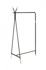 Stojanový vešiak POKI - oceľ, drevo, čierna / prírodná