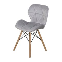 Jedálenská stolička AMBI - masív buk/kov, zamat, sivá