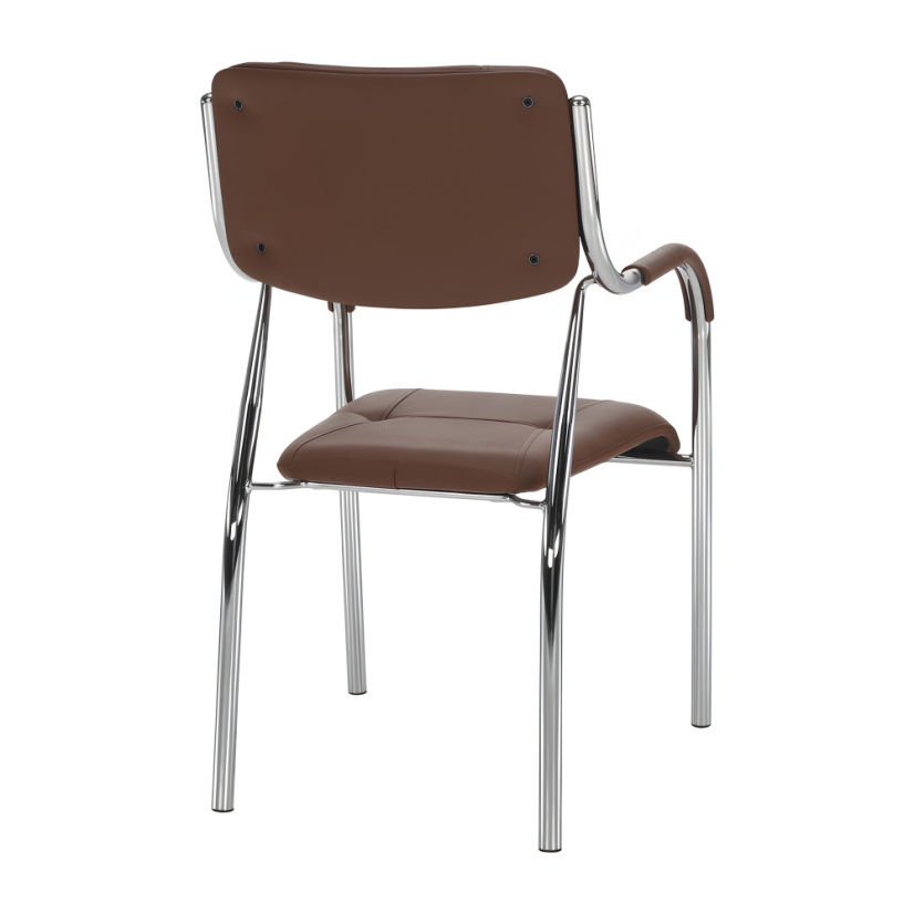 Konferenčná stolička ILHAM — kov, ekokoža, hnedá