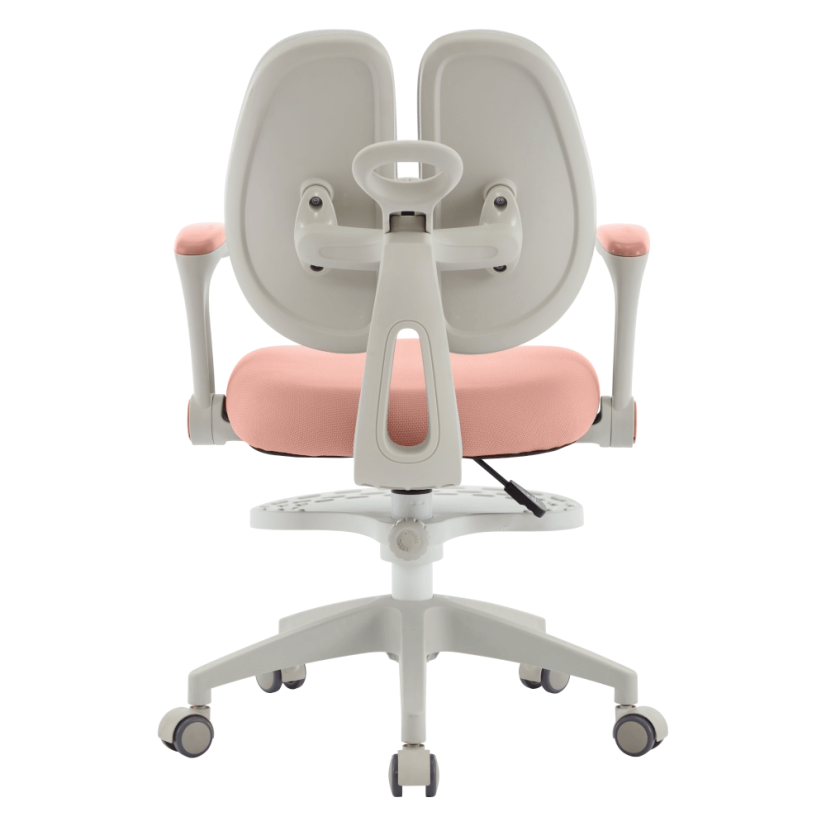 Detská rastúca stolička s podnožkou GLIDE — sieťovina, sivý plast, ružová