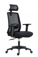 Kancelářská ergonomická židle DELFO — síť / látka, černá